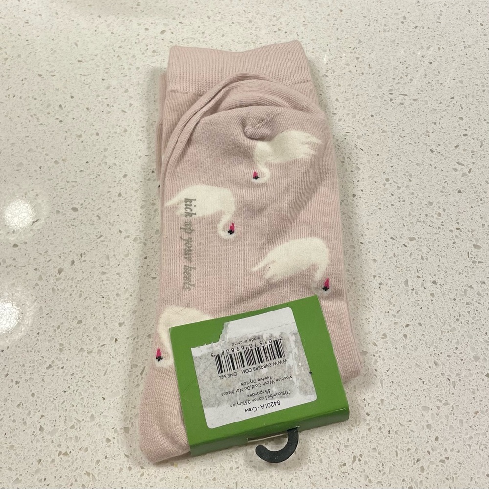 Kate Spade Light Pink Swan Socks - Picture 3 of 4